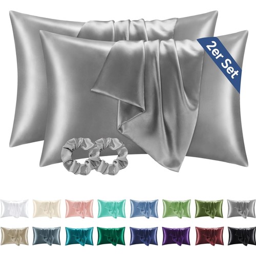 Satin kissenbezug 40x60 grau - satin,